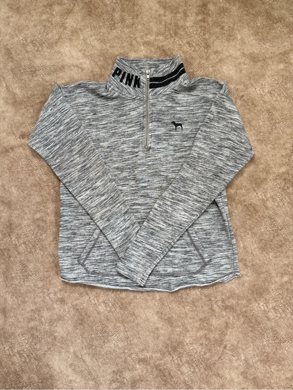 PINK Victoria’s Secret Gray Space Dye‎ Quarter Zip Pullover XS